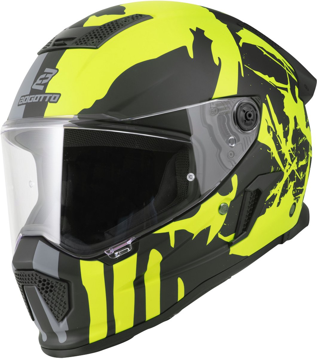 Bogotto Rapto Demon Grijs Geel Integraalhelm - Maat XS - Helm
