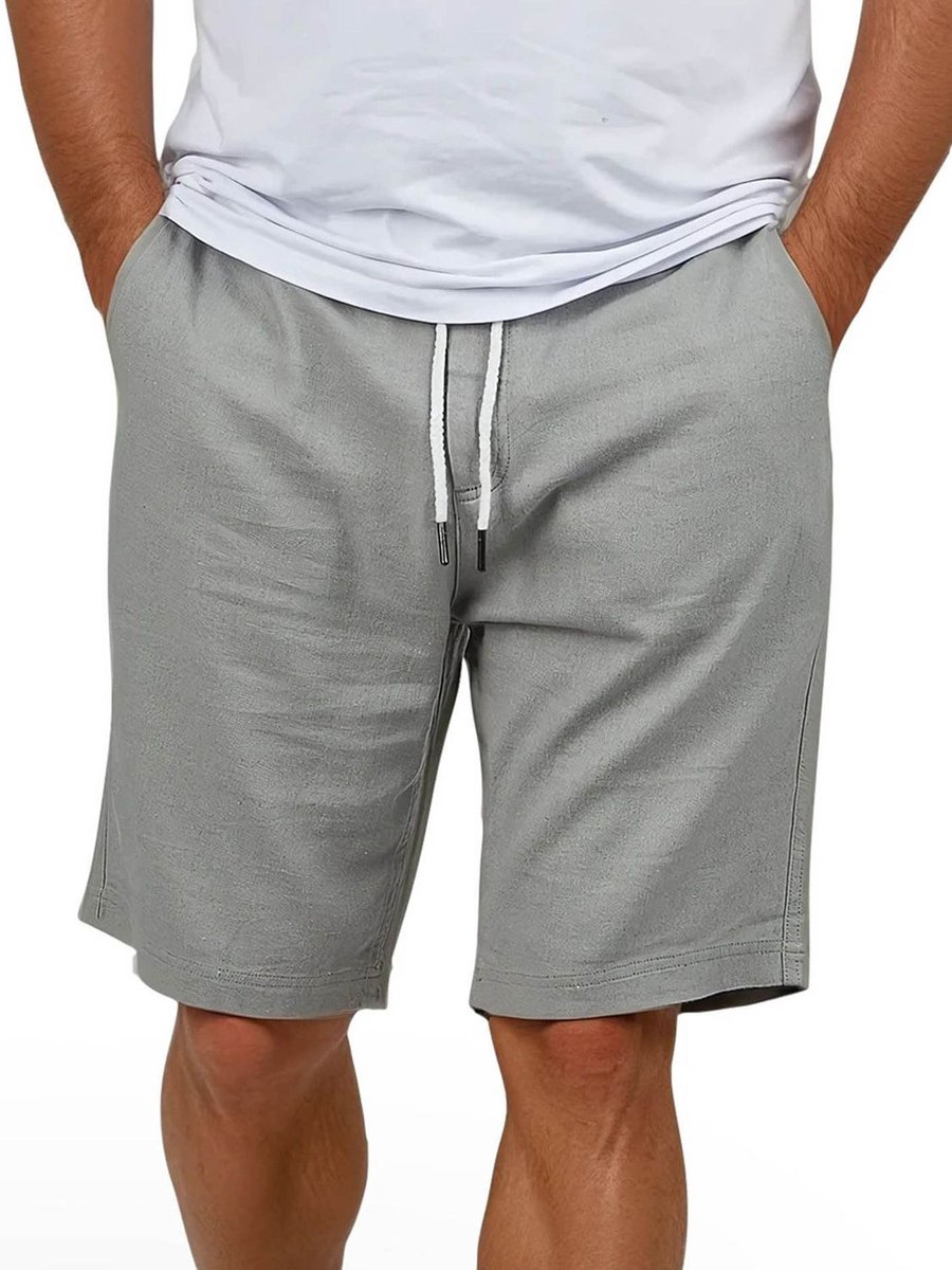 riverso Heren Short RIVOliver regular/straight Grijs 4XL Volwassenen Linnen Korte Broek / Zomershorts