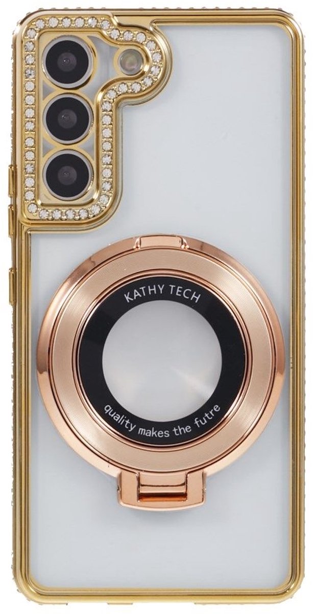 Bumper Back Cover Hoesje - Glinsterende - Schattige met Diamanten steentjes voor Dames en Meisjes - Geschikt voor: Samsung Galaxy A55 - Goud