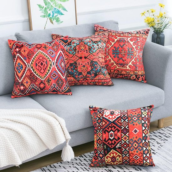 Artoid Mode Set van 4 decoratieve kussenhoezen van Dahlia, 45 x 45 cm