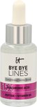 Flesje met 'it BYE BYE LINES' Concentrated Derma Serum. Bevat 1,5% hyaluronzuur, peptide + vitamine B5.