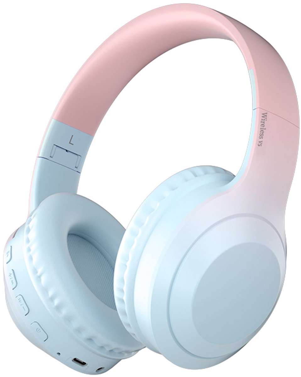 KINSI Draadloze Bluetooth Hoofdtelefoon met Macaron Kleuren - Stereo Surround Sound & Kristalhelder Geluid | Bedraad/Draadloos 2-in-1 | Noise Cancelling & Lange Batterijduur