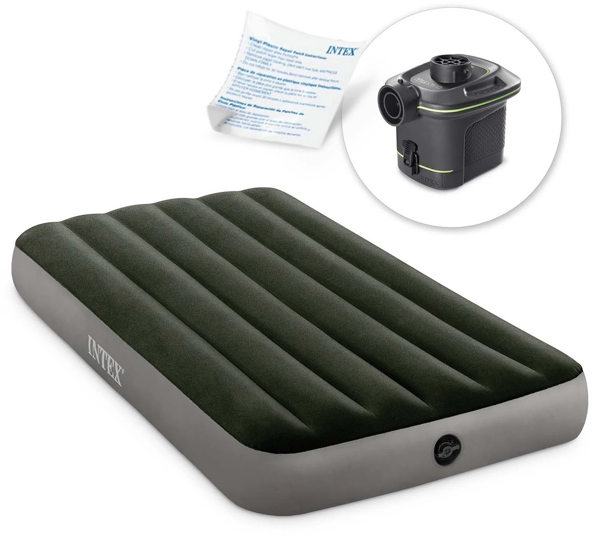 Intex Luchtbed Met Opblaaspomp Dura-beam 191 X 99 Cm Vinyl Groen