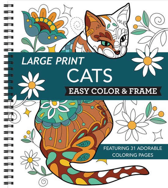 Color & Frame- Large Print Easy Color & Frame - Cats (Stress ... - cover