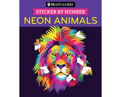 Brain Games - Sticker by Number- Brain Games - Sticker by Number: Neon Animals (28 Images to Sticker)