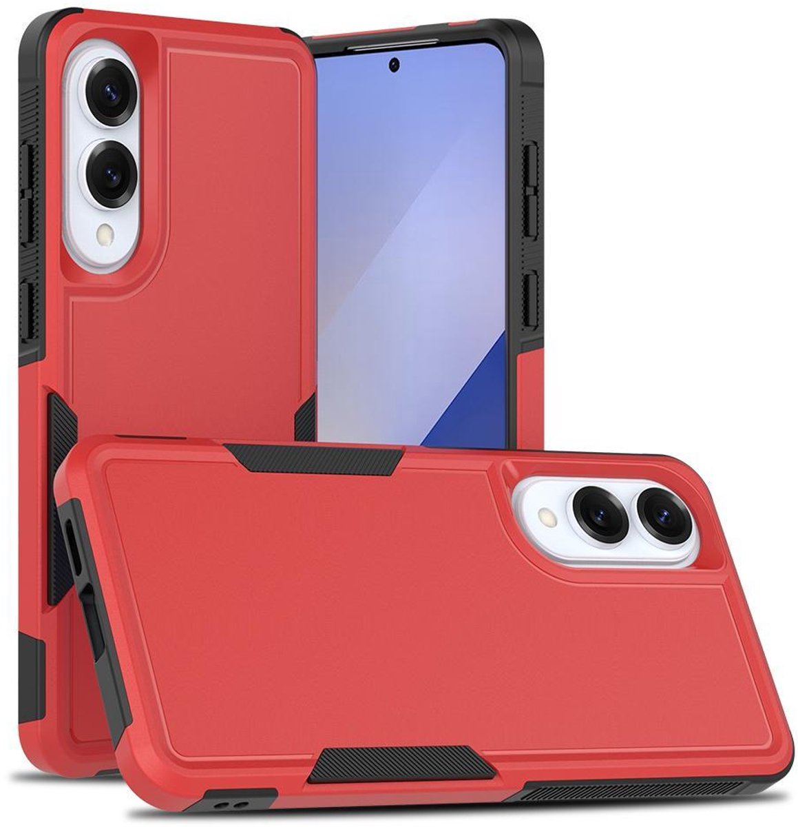 Mobigear Hoesje geschikt voor Samsung Galaxy S25 Edge Telefoonhoesje Hardcase | Mobigear Heavy Armor Backcover Shockproof | Schokbestendig Galaxy S25 Edge Telefoonhoesje | Anti Shock Proof - Rood