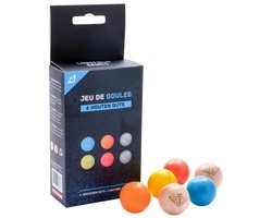 Houten Buts Jeu de Boules – Set van 6 Stuks – 4 Fluor & 2 Naturel – Pétanque Doelballen – Ø 30 mm – Boules Accessoires – Engelhart