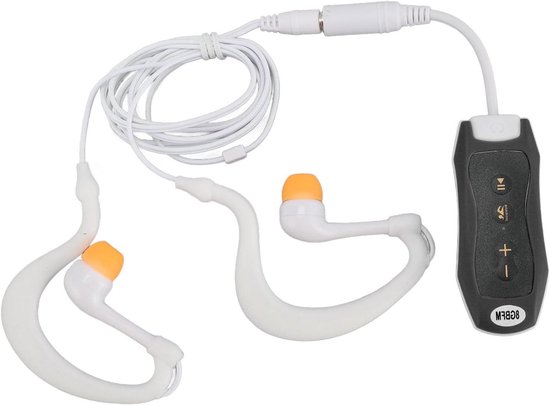 Tayogo Zwemhoofdtelefoon, MP3-speler, 8 GB geheugen, IPX8-waterdicht, magnetisch opladen en 20 uur batterijduur, MP3/FM-modus, voor zwemmen (zwembad) en sport, wit