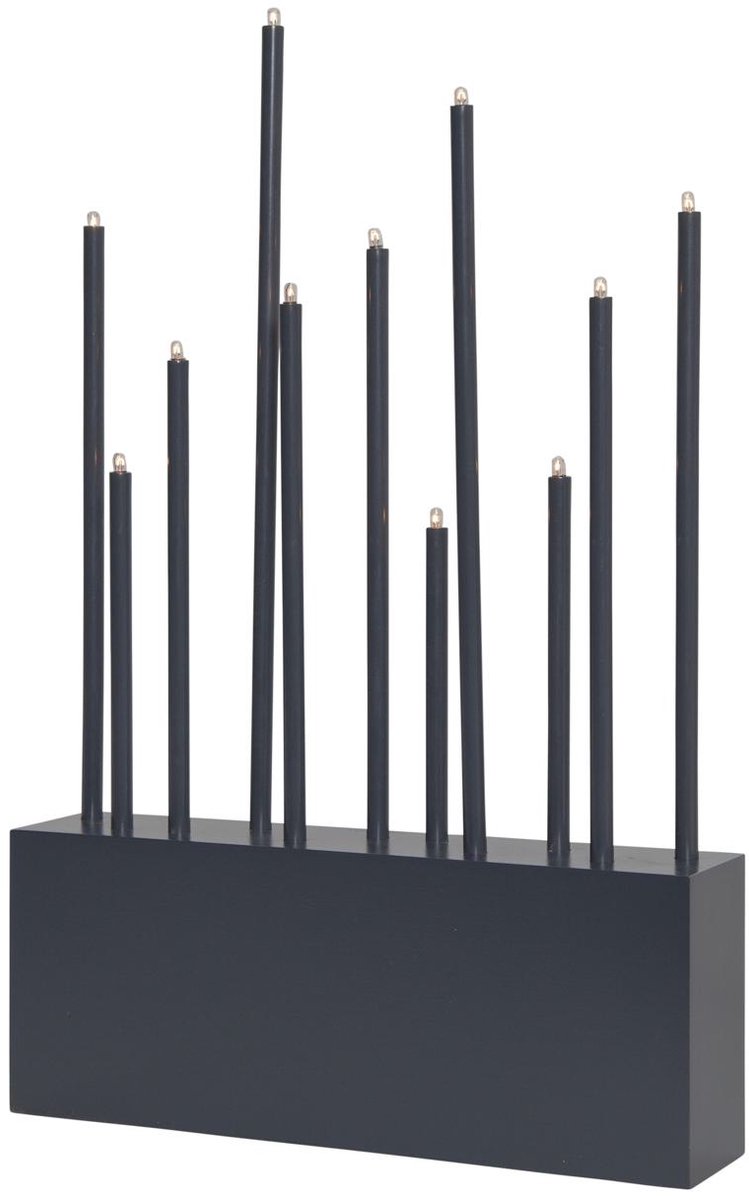 Star Trading Moderne kandelaar 'Buzz' met 11 lichtbronnen, vervangbare E5-lampen, hout + metaal, donkergrijs, H 43 cm