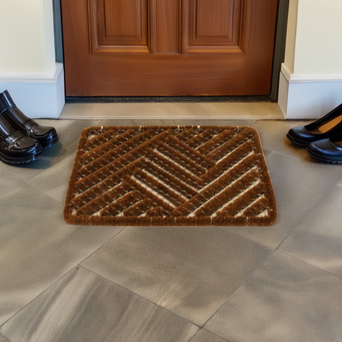 Benson Schoenen borstelmat - bruin - 40 x 60 cm - deurmat/schoenenveger