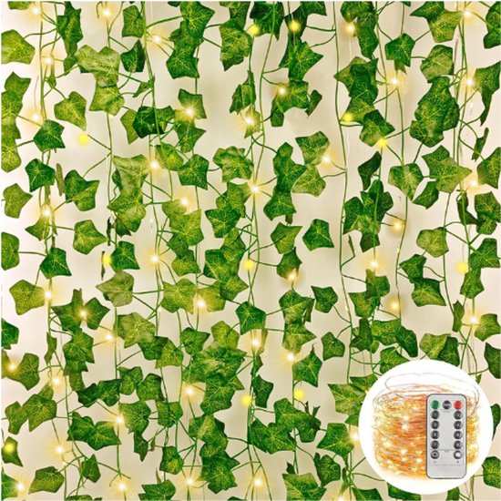 12 Stuks Ivy Lichtsnoer 24 Meter Kunstklimop Met 300 LED Lampen 12-stuks-ivy-lichtsnoer-24-meter-kunstklimop-met-300-led-lampen