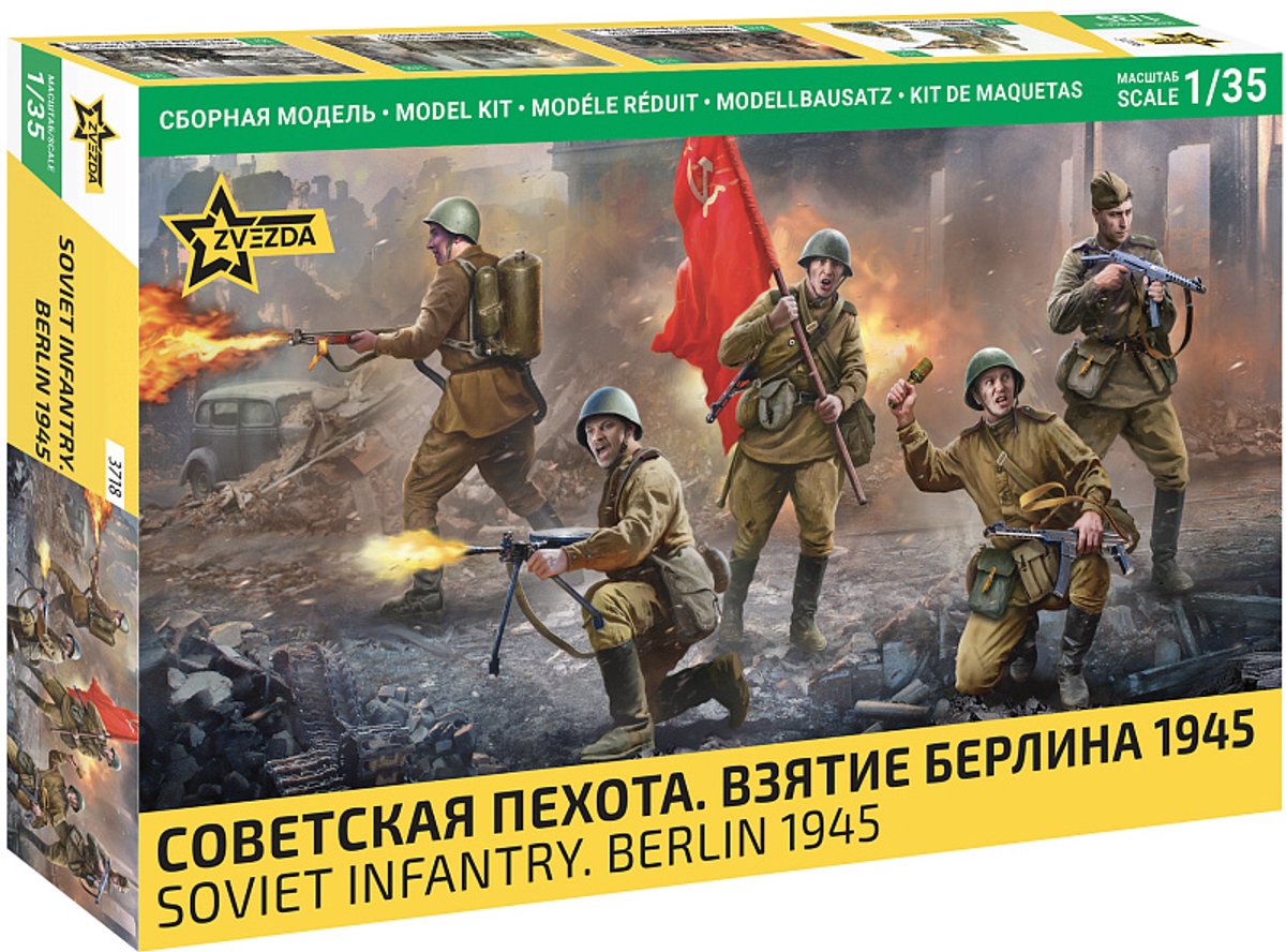 Zvezda Modelbouwpakket Militaire voertuigen - 3718 Sovjetinfanterie WWII - Berlijn 1945 - Figuren Plastic - 1:35 - Modelbouw