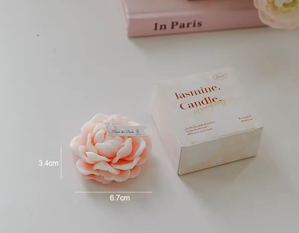 2 Stuk Luxe Jasmijn Bloemvormige Geurkaars - Roze - Aromatherapie Kaars - Cadeau - Decorat