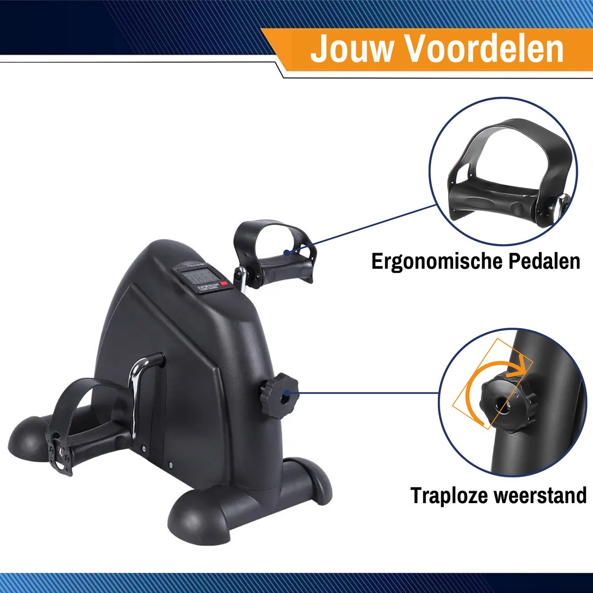 Afbeelding 3 van Healthfox Bureaufiets – Stoelfiets Inclusief Anti-Slip Mat – Deskbike Ergonomisch, Stil & Verstelbaar – Met LCD Scherm