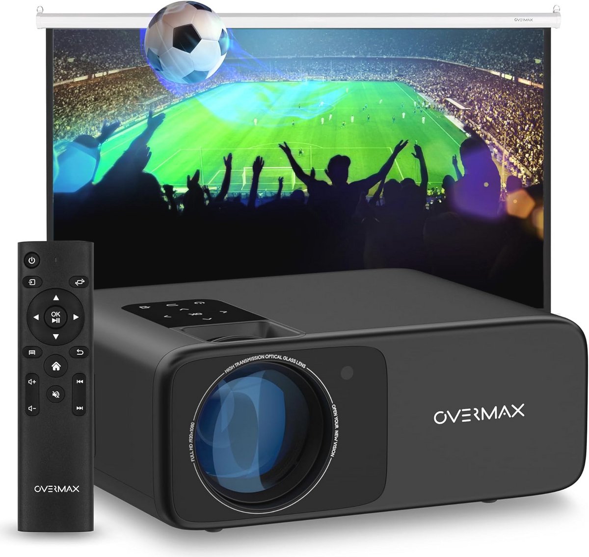 Full HD 1080p LED Projector met 200-inch Scherm, 4500 Lumen, Wi-Fi, Bluetooth en Ingebouwde Luidspreker voor Filmavonden