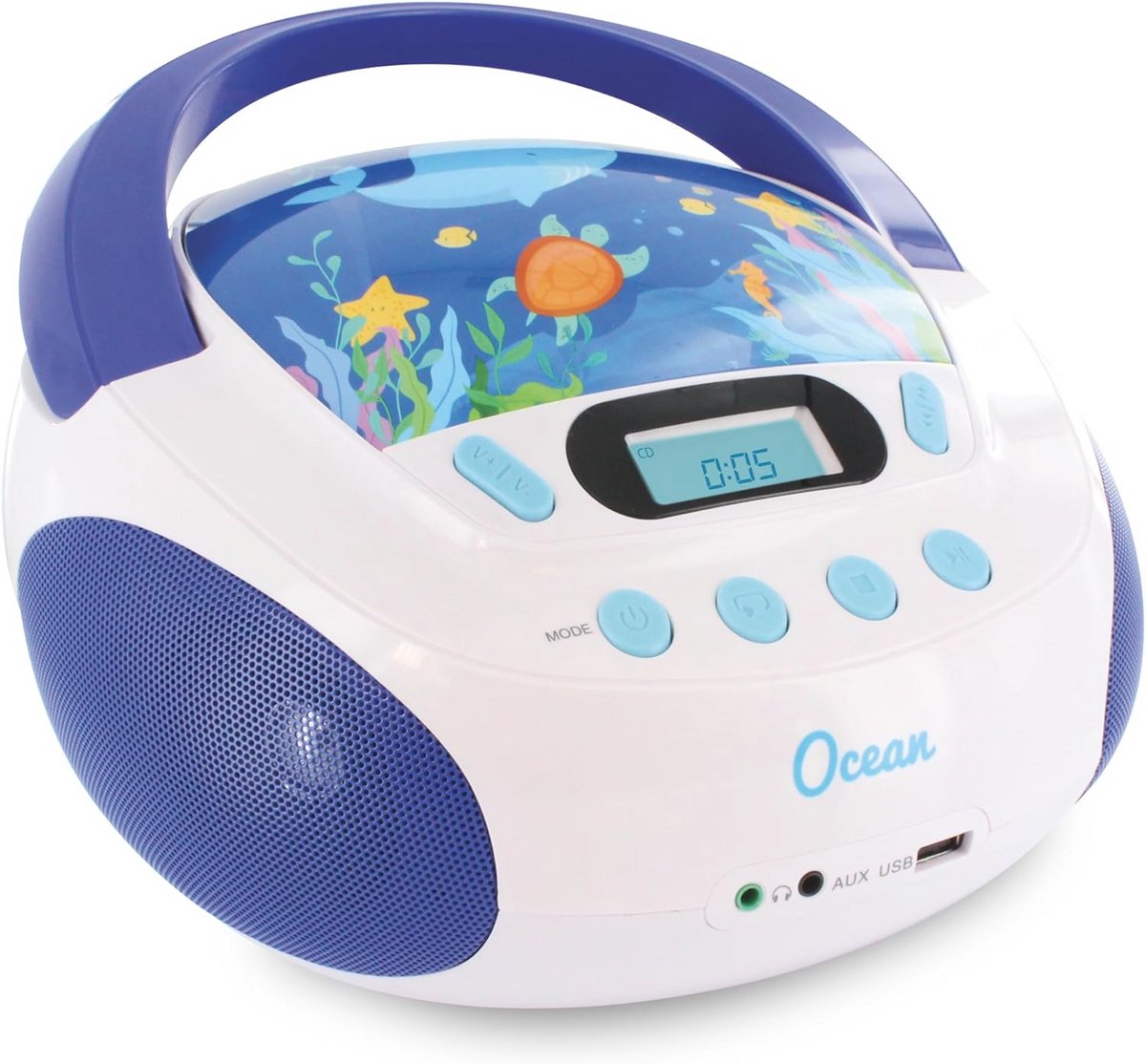 Kinderradio met CD-speler, USB, SD & AUX aansluiting - Oceaan design