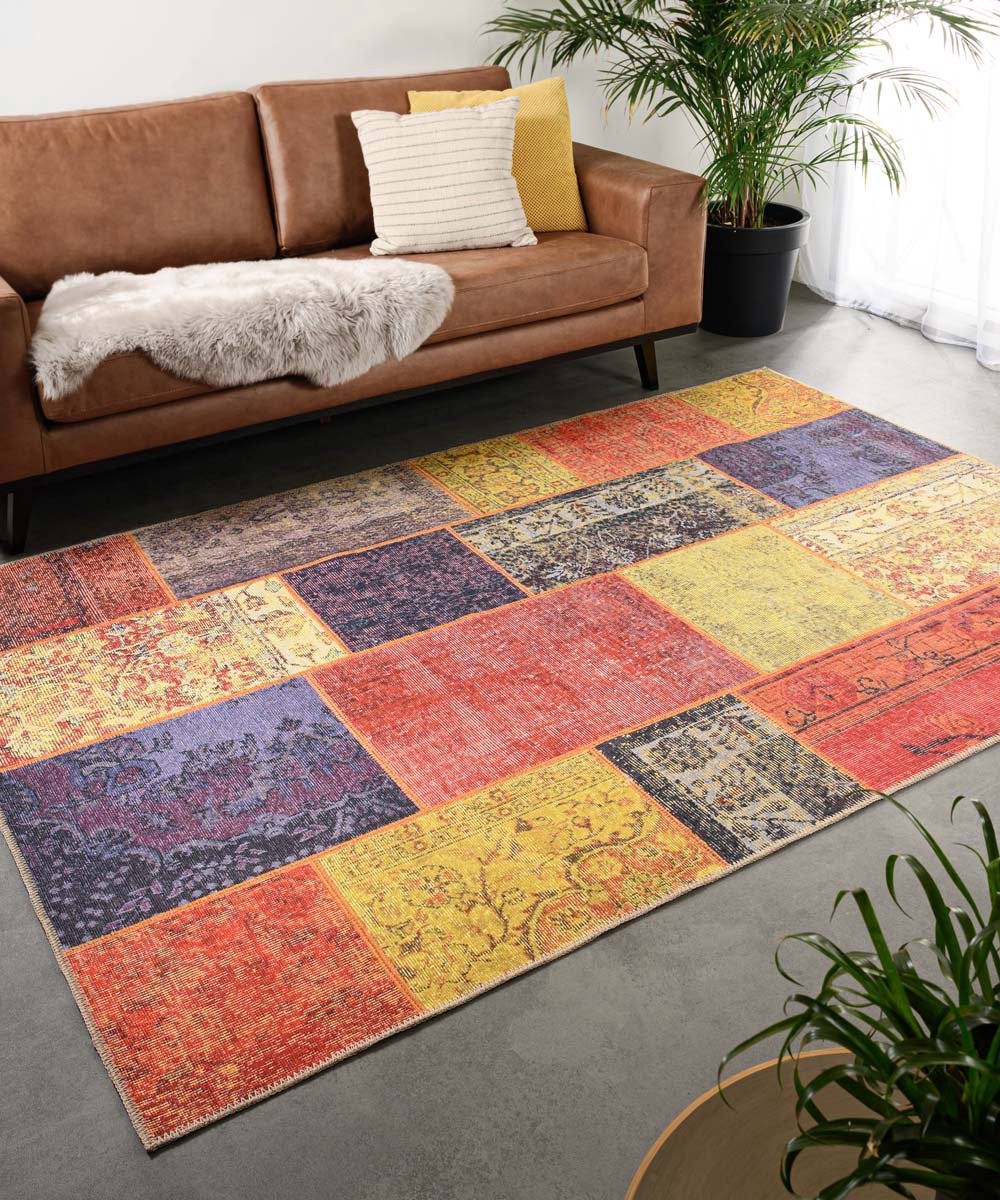 Patchwork vloerkleed - Fade Heritage rood/multi 76x150