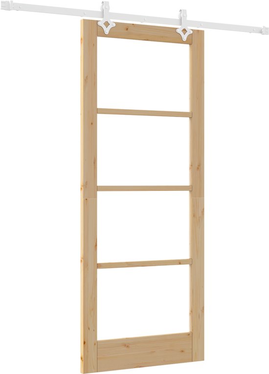 vidaXL - Schuifdeur - met - Hardware - Set - 83x202 - cm - Massief - Vurenhout
