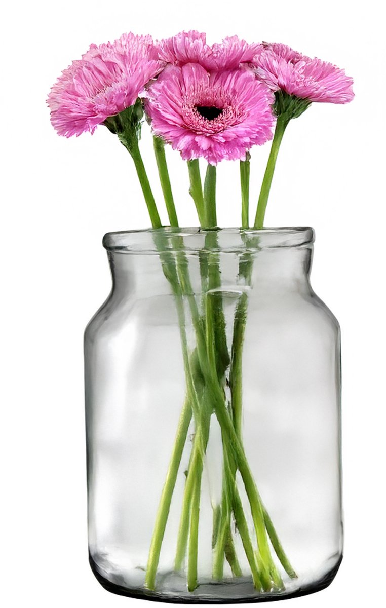 Bloemenvaas - transparant/grijs - gerecycled glas - 30 x 21 cm - bloemen/takken