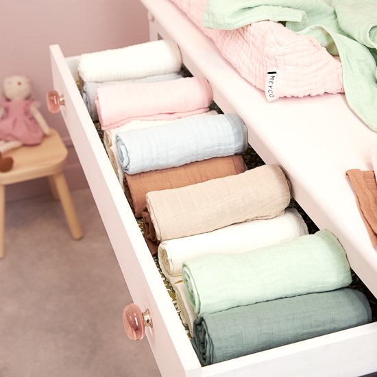 Meyco Baby Uni hydrofiele doeken - 3-pack - offwhite/light grey/sand - 70x70cm van Merkloos — afbeelding 3