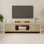 TV-meubel 180 cm - met 2 laden en 5 vakken - in MDF - Wit & Naturel