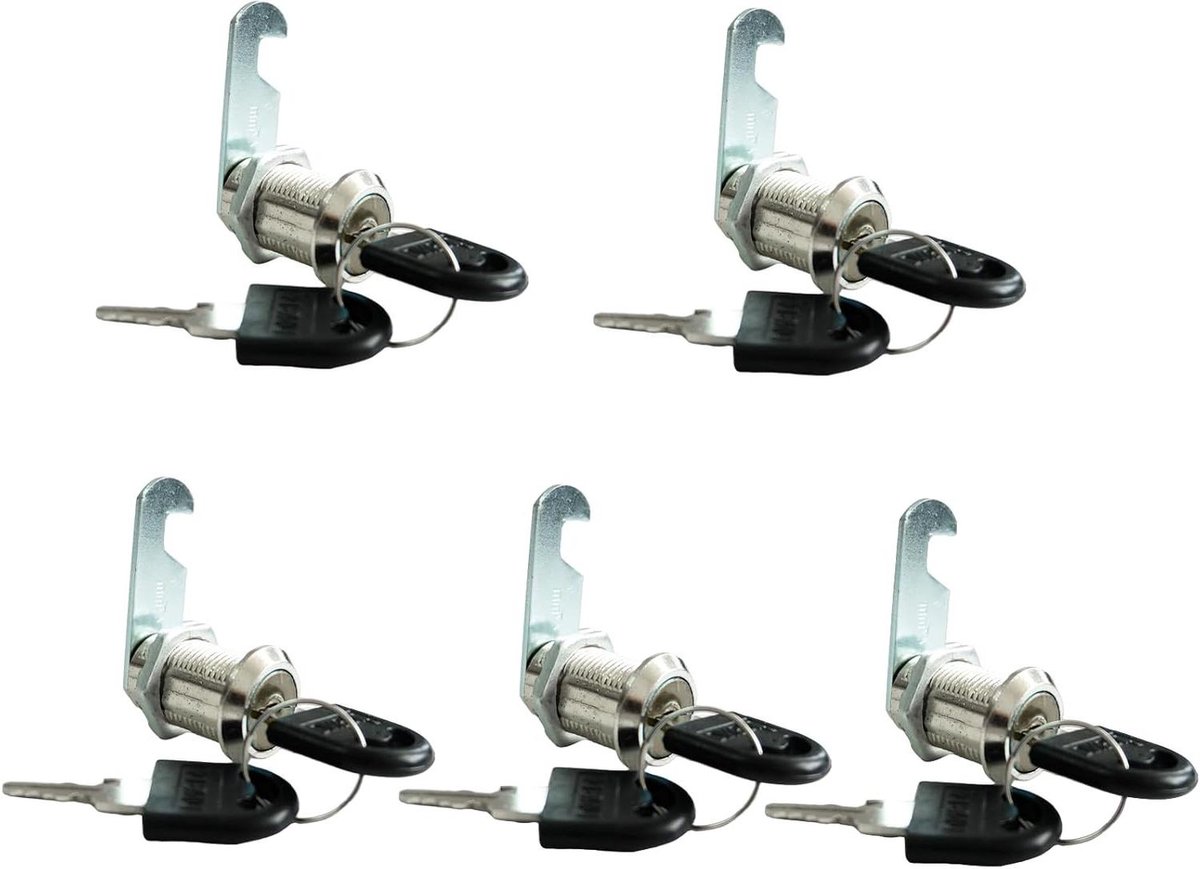 Laden Kast Lock Cam Lock File Cabinet Lock Beveiliging Brief Box Sloten Ladeslot Met 10 Sleutels voor Archiefkasten Lockerkasten Ladekasten (16 mm) - Set van 5