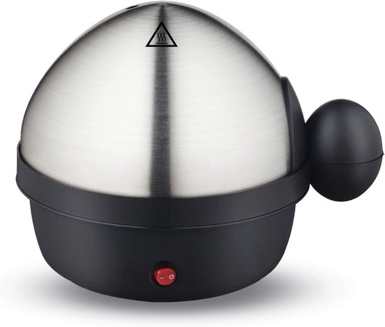 EMERIO Excellent unique egg cooker cooks all three cooking settings [soft| medium|hard] in just one cooking process with perfect result and multilingual speech display in DE EN FR ES IT PL