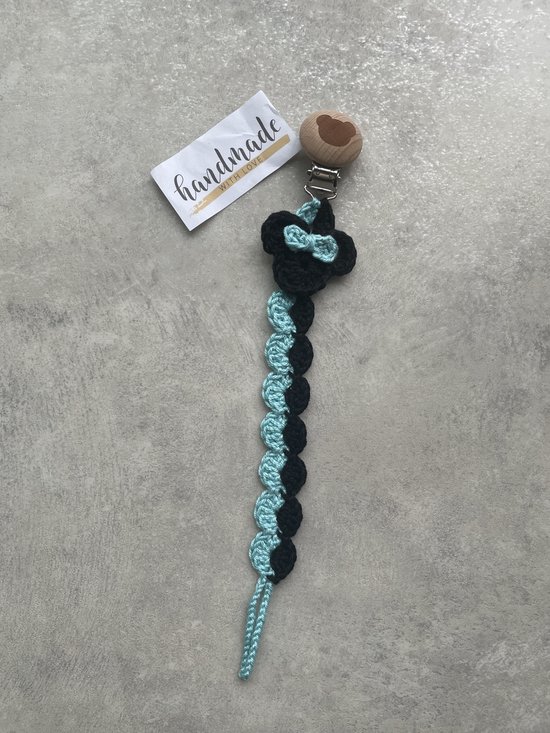 Maminobaby.nl Baby geschenkset jongens - Mickey mouse - Handmade speenkoord - Handmade bijtring - Gehaakte Babyslofjes - Kraamcadeu — afbeelding 5