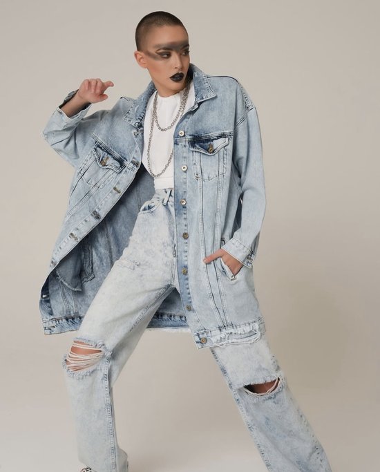 Selected Homme Jeansjack met stretch, model 'Jeppe' in marineblauw