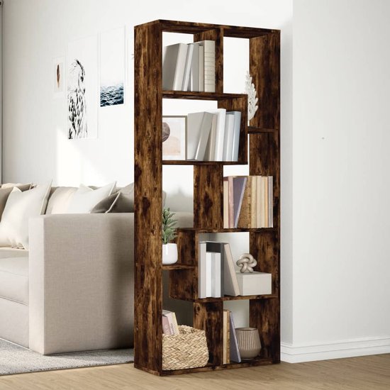 vidaXL Kamerscherm/boekenkast 5-laags 70x24x161 cm hout bruin eiken, boeken plank, boekenkast industrieel, open boekenkast, schappenkast