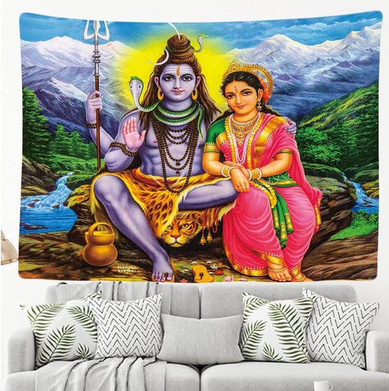 Ulticool - Krishna Radha India Spiritualité Hinduism - Tapisserie - 200x150 cm - Groot tapisserie - Affiche