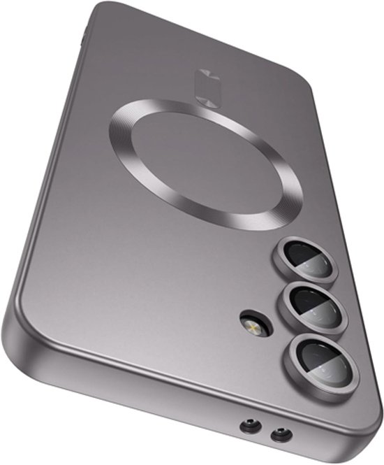 Coque Samsung S22 Magsafe Peinte - Gris Foncé - Compatible avec Samsung S22 - Coque Arrière Rechargeable sans Fil