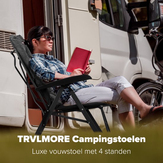 TRVLMORE Campingstoelen Luxe - Opvouwbaar - 2-Pack - 150KG Draagvermogen - Incl. Draagtas - Klapstoel - Kampeerstoel - Vouwstoel - Zwart van Merkloos — afbeelding 2