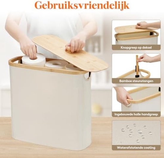 Panier de rangement Papier toilette bambou - 12 rouleaux 30 l porte papier toilette Panier de rangement Papier toilette bambou - 12 rouleaux 30 l porte papier toilette