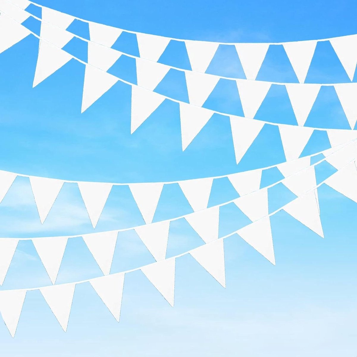 Vlaggetjesset 12 m witte vlaggetjes vlaggetjesslinger outdoor voor bruiloft feest Kerstmis verjaardagsfeest tuinfeest met vijgenketting