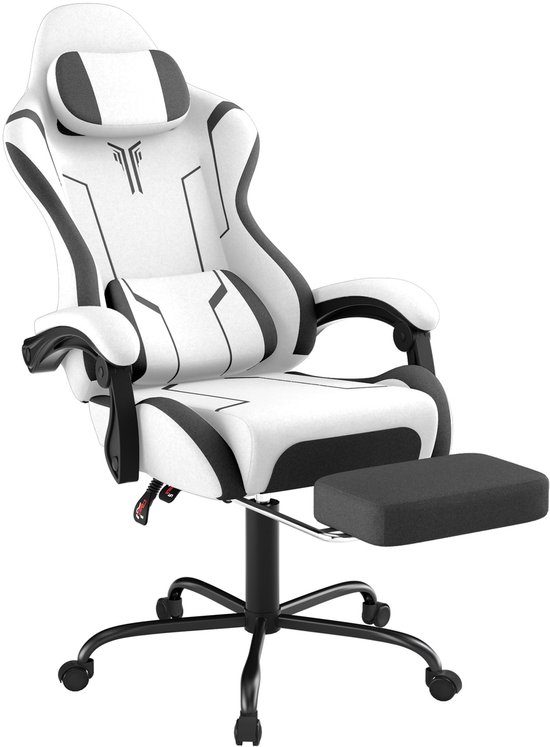 NAIZY Gamingstoel met Massage en Voetensteun Ergonomisch Wit - NAIZY - €83,99
