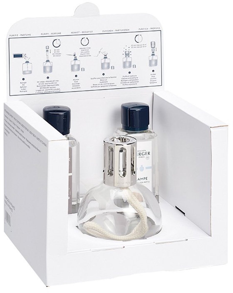Maison Berger Giftset – Geurbrander Essentielle – Ronde – Inclusief Neutrale & Geparfumeerde Navulling – Tijdloos Rond Design voor Zuivering & Geur in Één