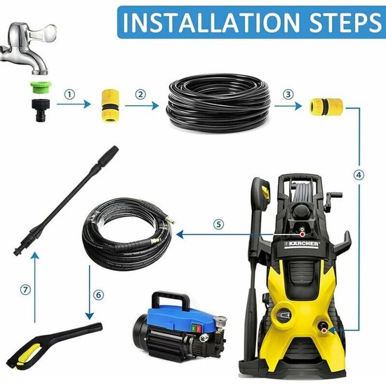 Convient pour lance de nettoyeur haute pression, accessoire de lance 140 bars pour Karcher K2 K3 K4 K5 K6 K7 Accessoire de nettoyeur haute pression avec buse réglable 47040 mm