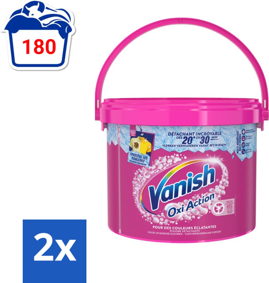 Vanish Oxi Action - Vlekkenverwijderaar Poeder - Levendige Kleuren - Gekleurde Was - 2.7 Kg - Voordeelverpakking - 2 stuks