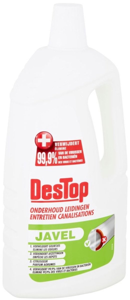 DesTop - Onderhoud Leidingen - Javel - 4-in-1 Werking - Citroengeur - 1,5L - Voordeelverpakking - 2 stuks