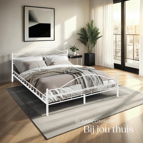 tectake - Lit lit métal „Sonno“ avec sommier à lattes - 180x200cm - blanc - 404518