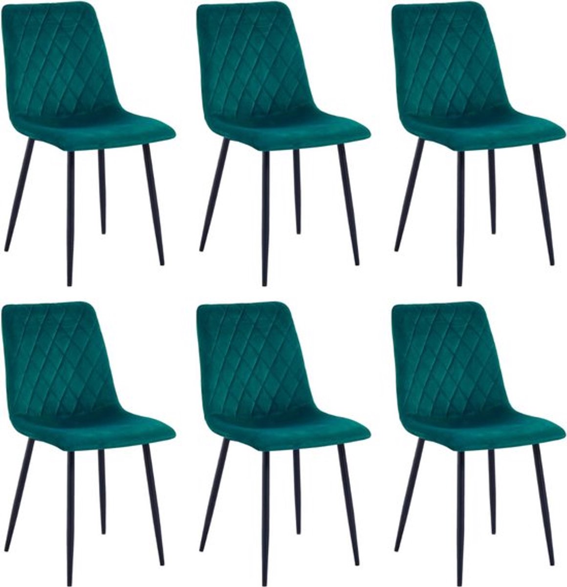 Luxe Eetkamerstoelen – Set van 6 – Metalen Frame – Fluwelen Gewatteerde Stoelen – Onderhoudsvriendelijk – Modern Design – Bruin