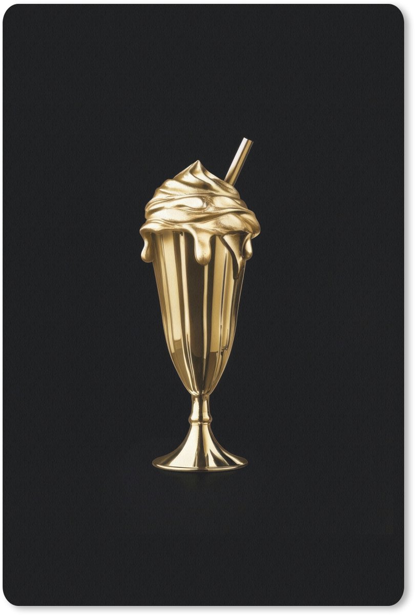 Muismat 18x27 cm - Mousepad Milkshake - Goud - Drinken - Zwart - Muismatten