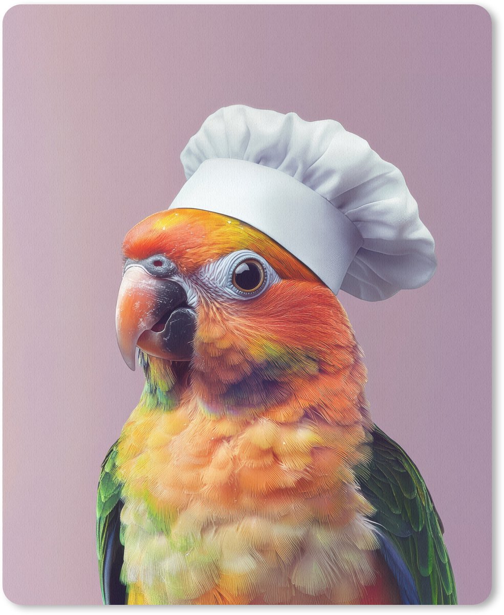 Muismat 19x23 cm - Mousepad Papegaai - Koksmuts - Nieuwsgierig - Vogel - Muismatten