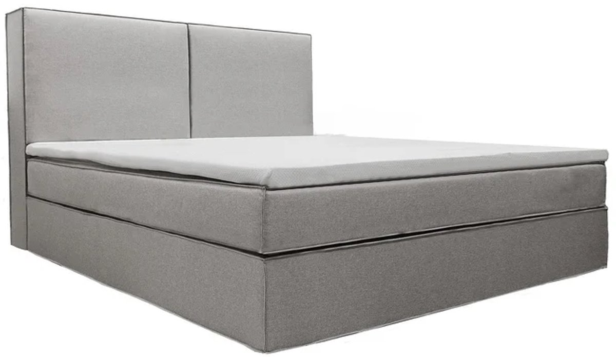 Juskys Boxspring Detroit - Chenillestof - Incl. Opbergruimte - Grijs