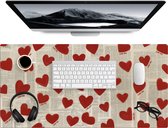 Bureau onderlegger 80x40 cm - Muismat Hartjes - Krant - Loveyou - Bureaumat - Mousepad XXL - Bureau mat - Muismatten groot - Desk organizer - Bureaulegger