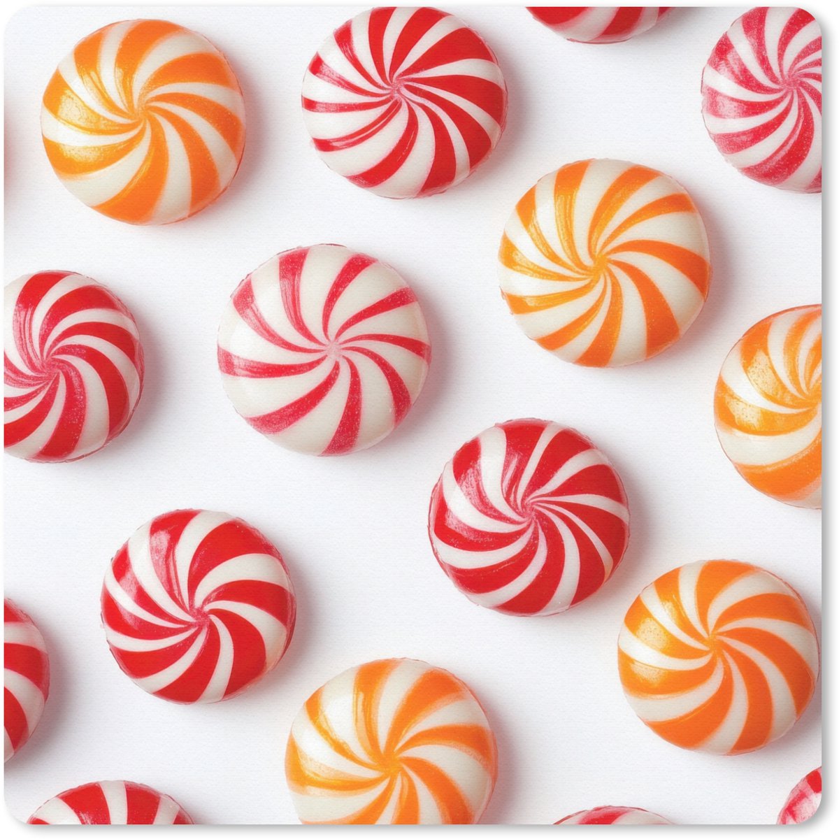 Muismat 20x20 cm - Mousepad Snoep - Patroon - Rood - Oranje - Muismatten