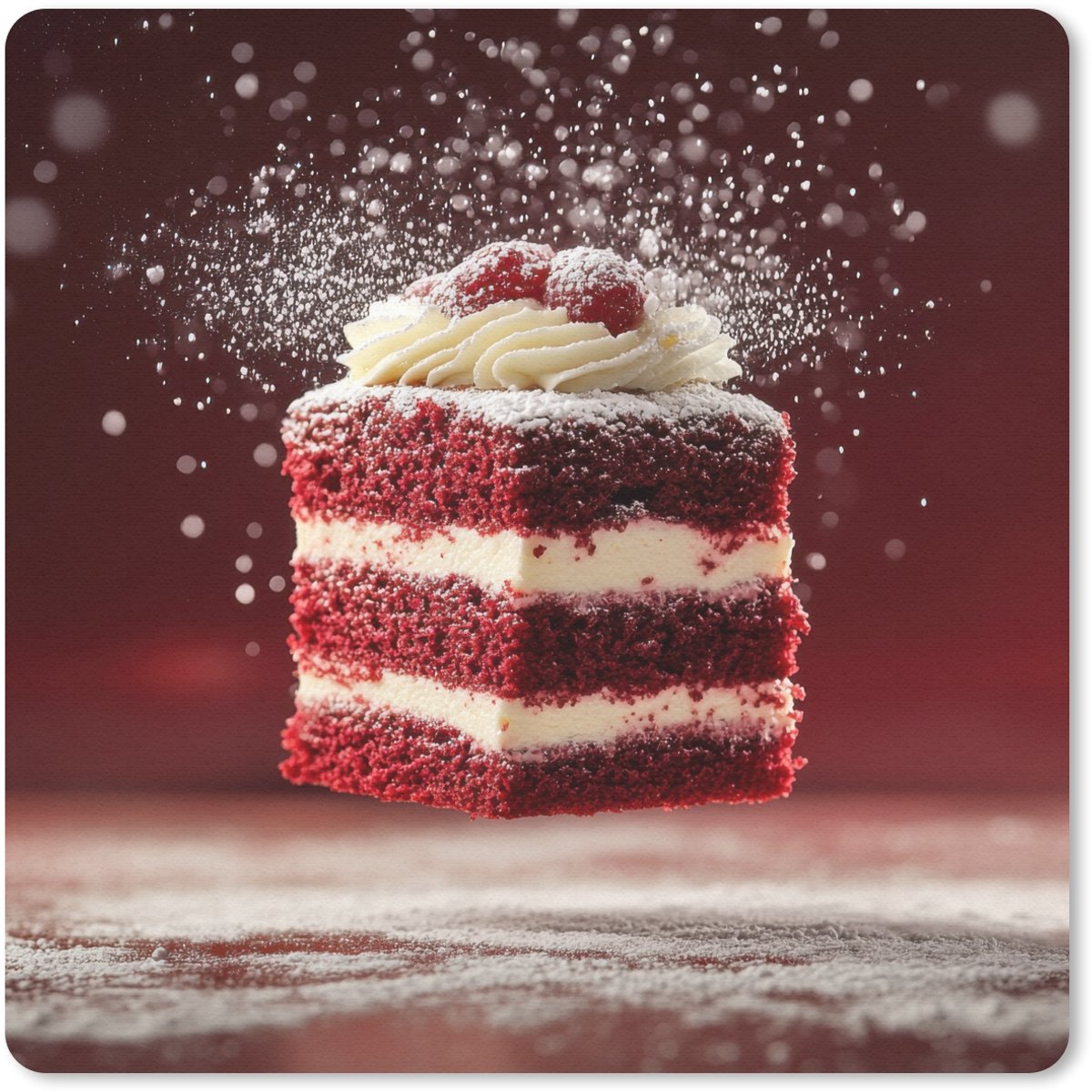 Muismat 20x20 cm - Mousepad Rode - Velvet - Taart - Eten - Muismatten
