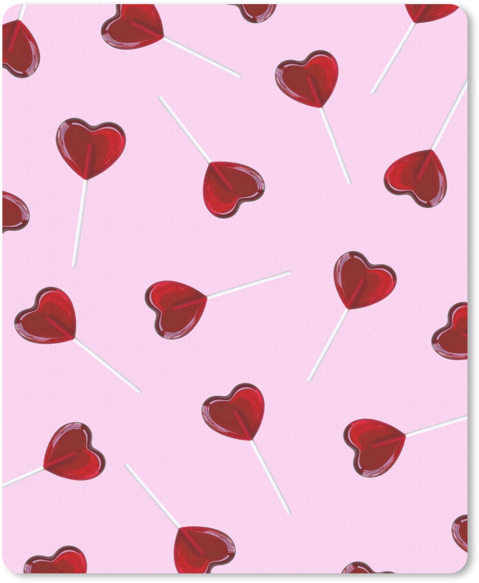 Muismat 19x23 cm - Mousepad Roze - Hart - Lolly - Snoep - Muismatten