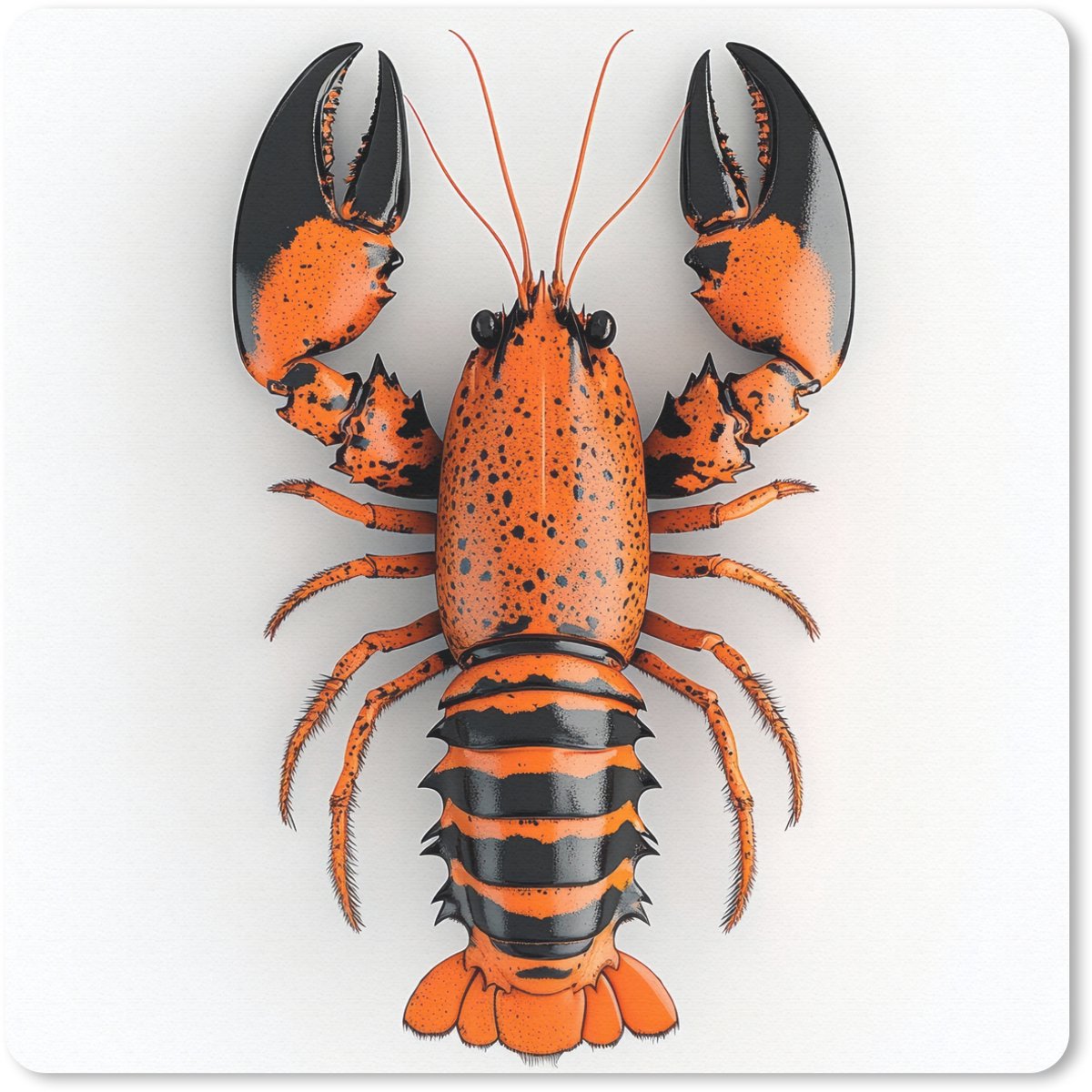Muismat 30x30 cm - Mousepad Kreeft - Zwart - Oranje - Wit - Uniek - Muismatten